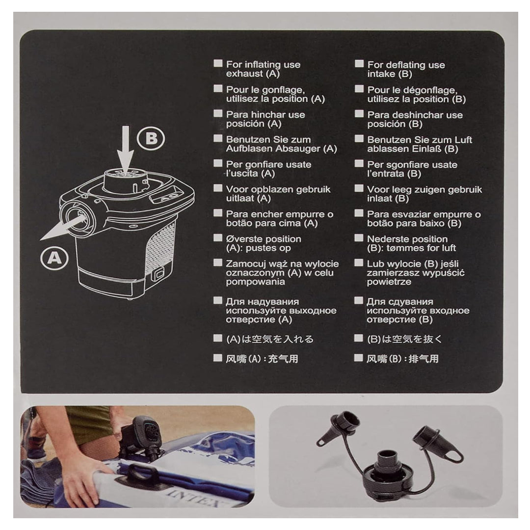 Inflador Eléctrico INTEX 220-240v con Boquillas Invertibles