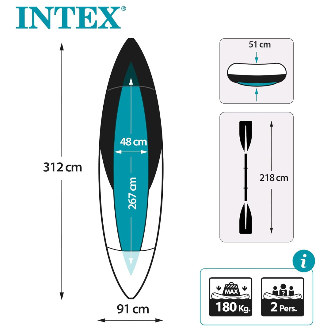 Kayak Inflable INTEX Explorer K2 para 2 Personas