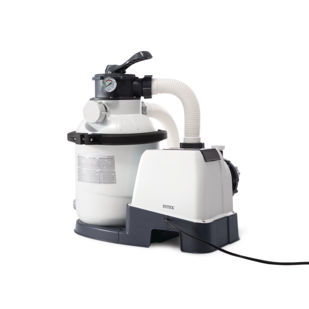 Piscina Estructural INTEX Graphite Grey Panel 478 x 124 cm, 16.805L, con Bomba de Arena, Escalera, Cobertor y Tapiz