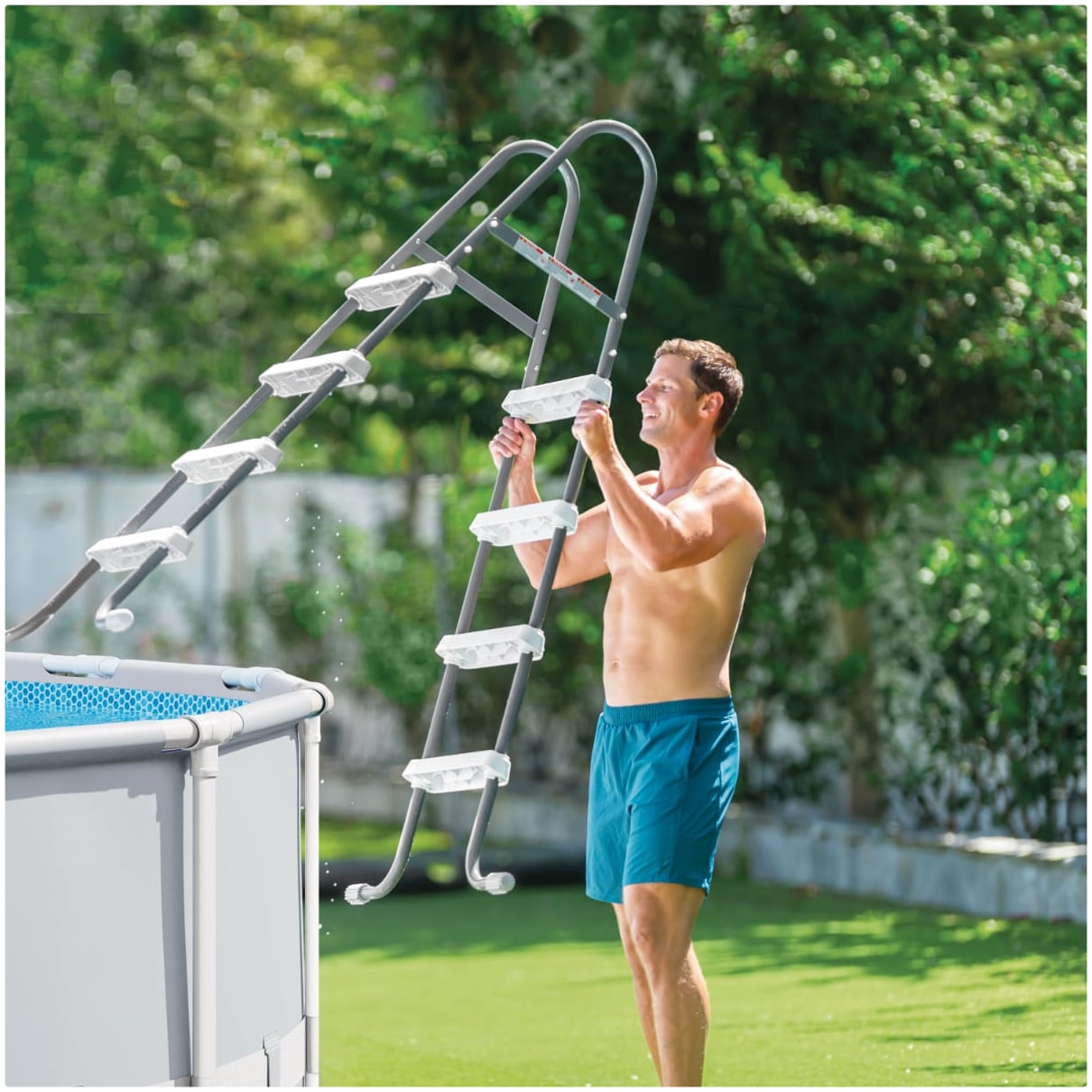 Piscina Estructural Redonda INTEX Prism Frame 457m x 122m, 16.805L, con Bomba, Escalera y Cobertor