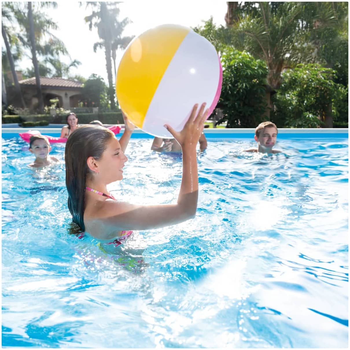 Piscina Estructural Redonda INTEX Prism Frame Chevron 488 x 122 cm, 19.156L, con Bomba, Escalera, Cobertor y Tapiz