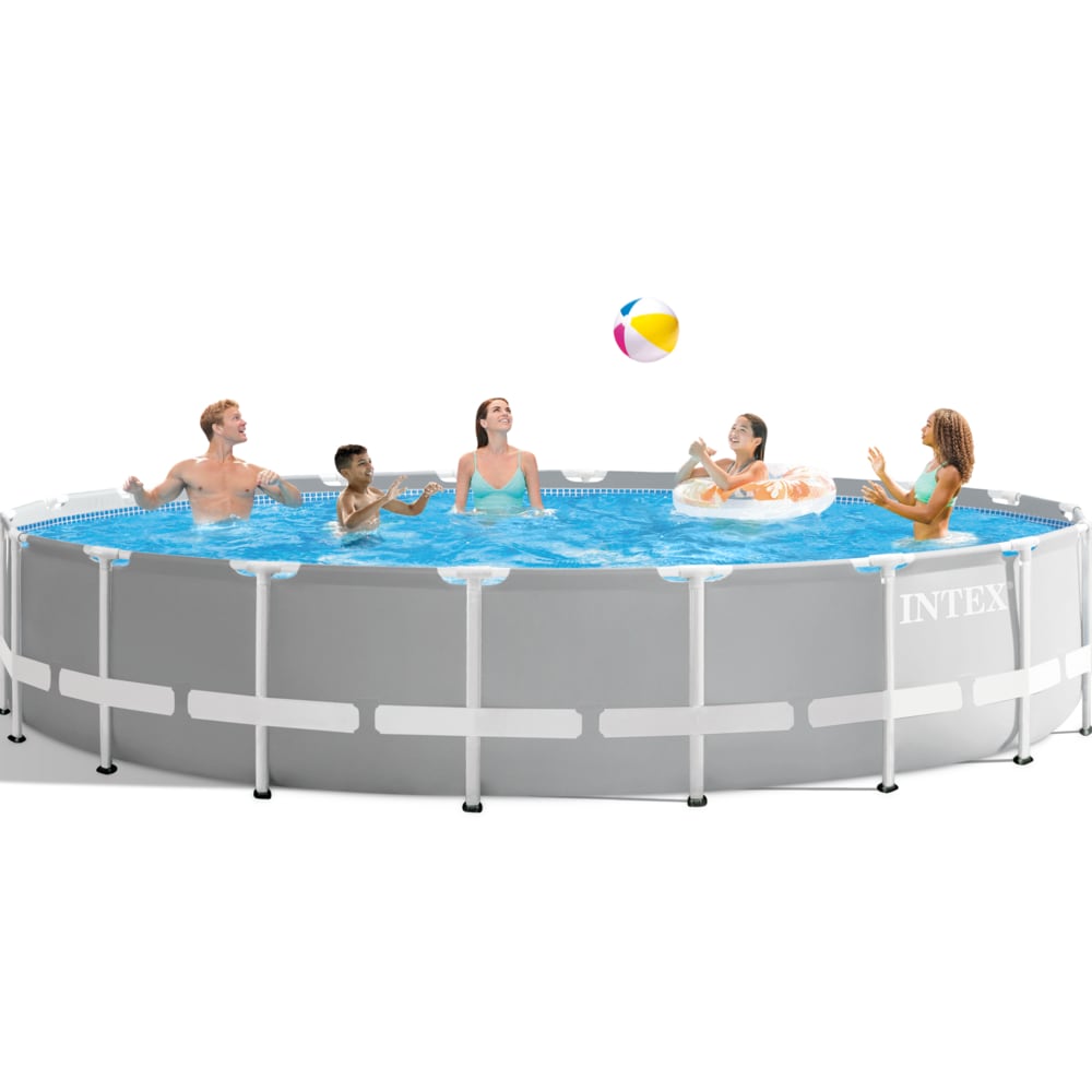 Piscina Premium Prism Frame INTEX 610 x 132 cm, 32.695L, con Bomba, Escalera, Cobertor y Tapiz