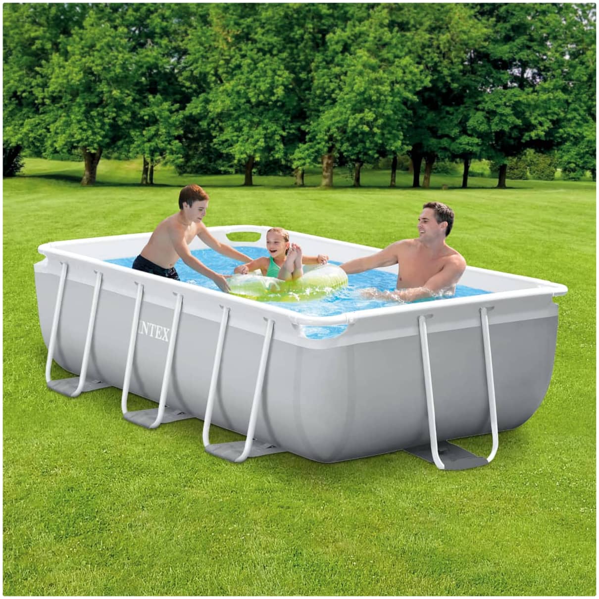 Piscina Estructural Rectangular INTEX Prism Frame 3m x 1.75m x 80cm, 3.539L, con Bomba y Escalera