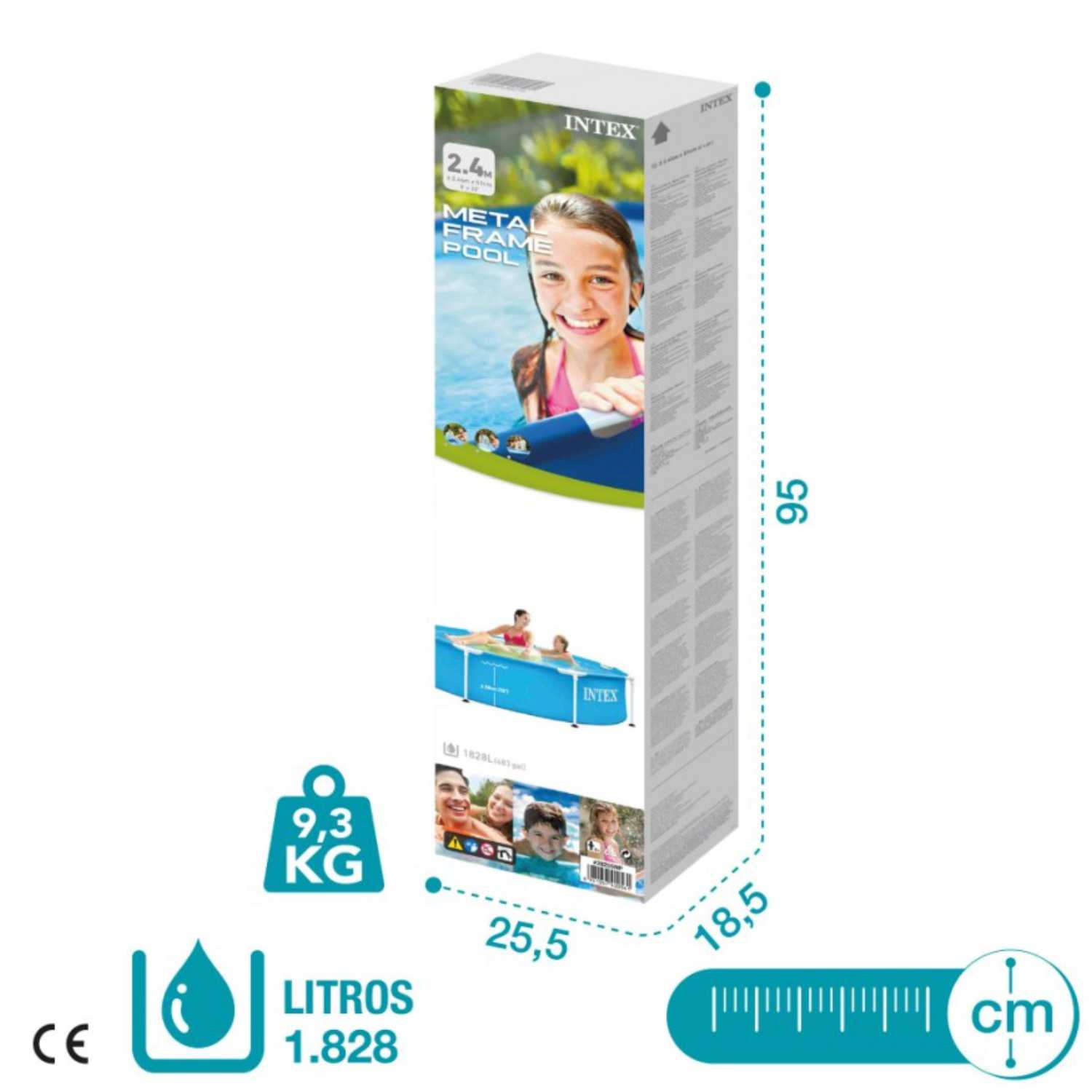 Piscina Estructural Redonda INTEX Metal Frame, 244 x 51 cm, 1.828 Litros