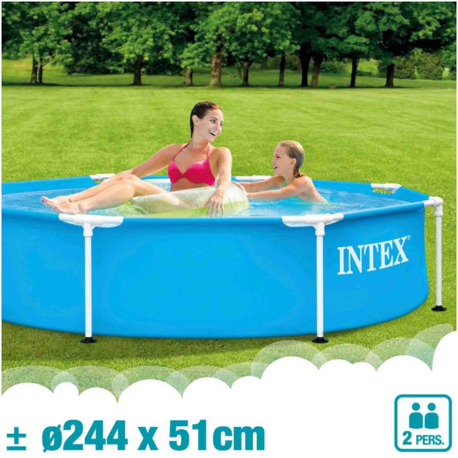 Piscina Estructural Redonda INTEX Metal Frame, 244 x 51 cm, 1.828 Litros