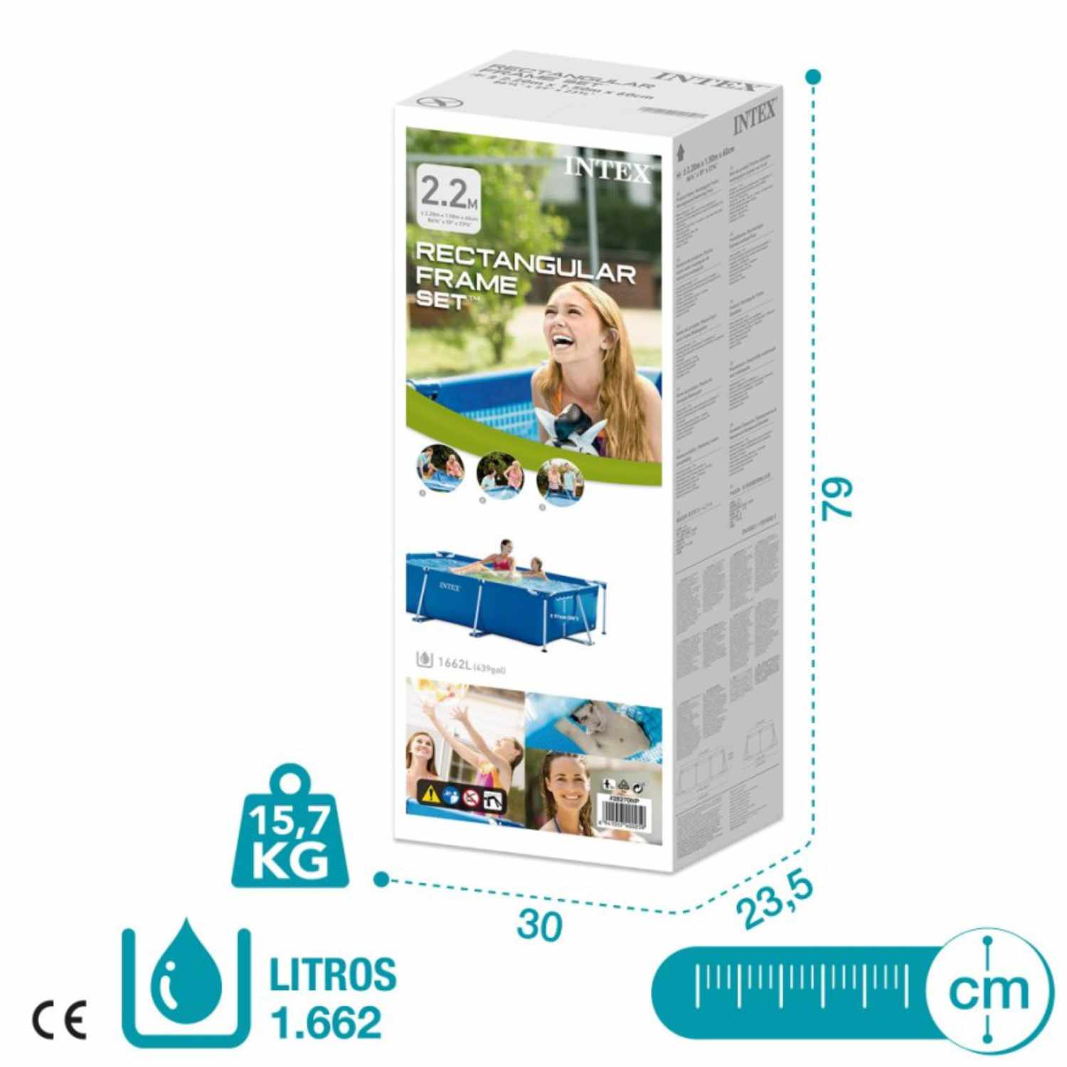 Piscina Estructural INTEX Metal Frame, 220 x 150 x 60cm, 1.662L