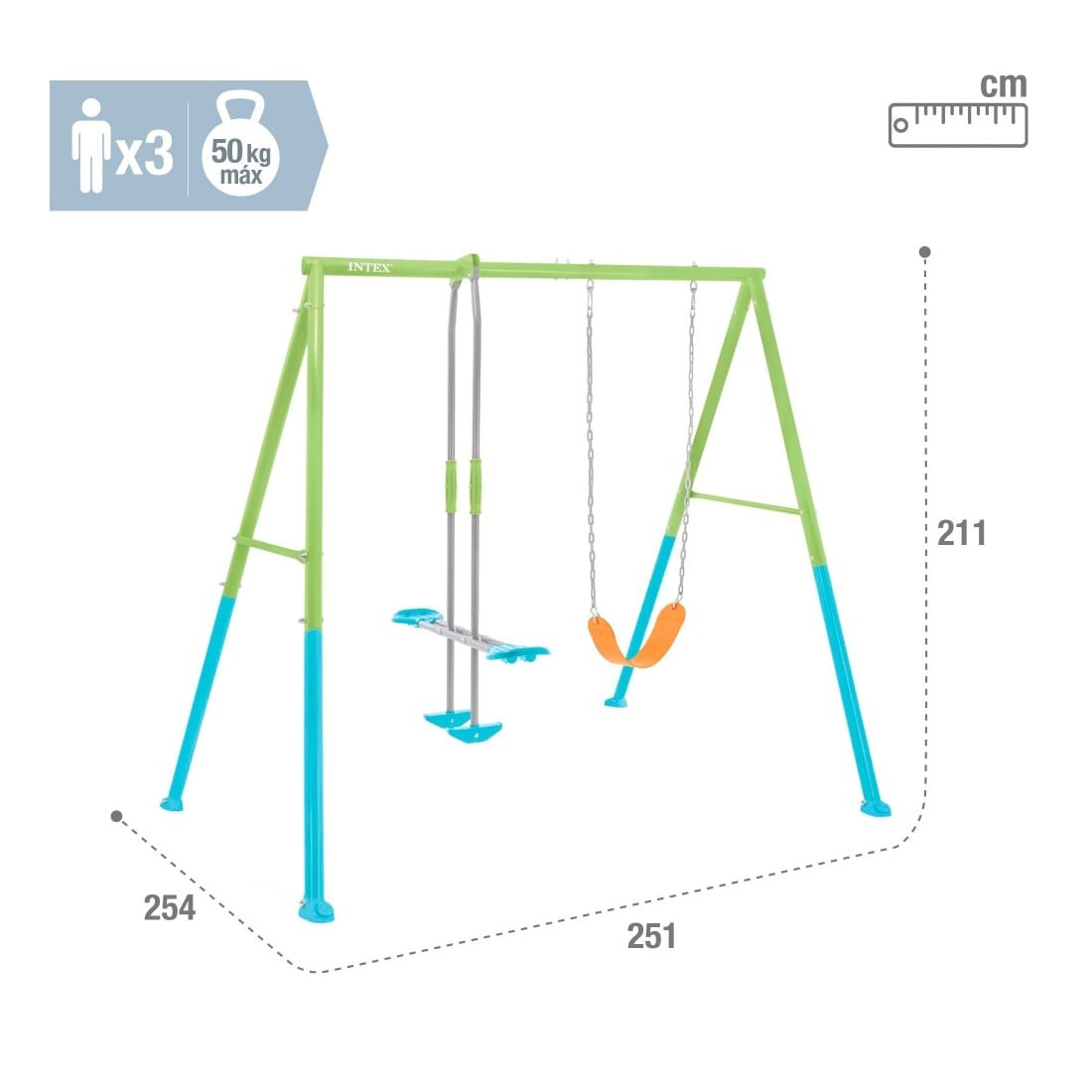 Columpio Jardín Con Balancín INTEX Multicolor