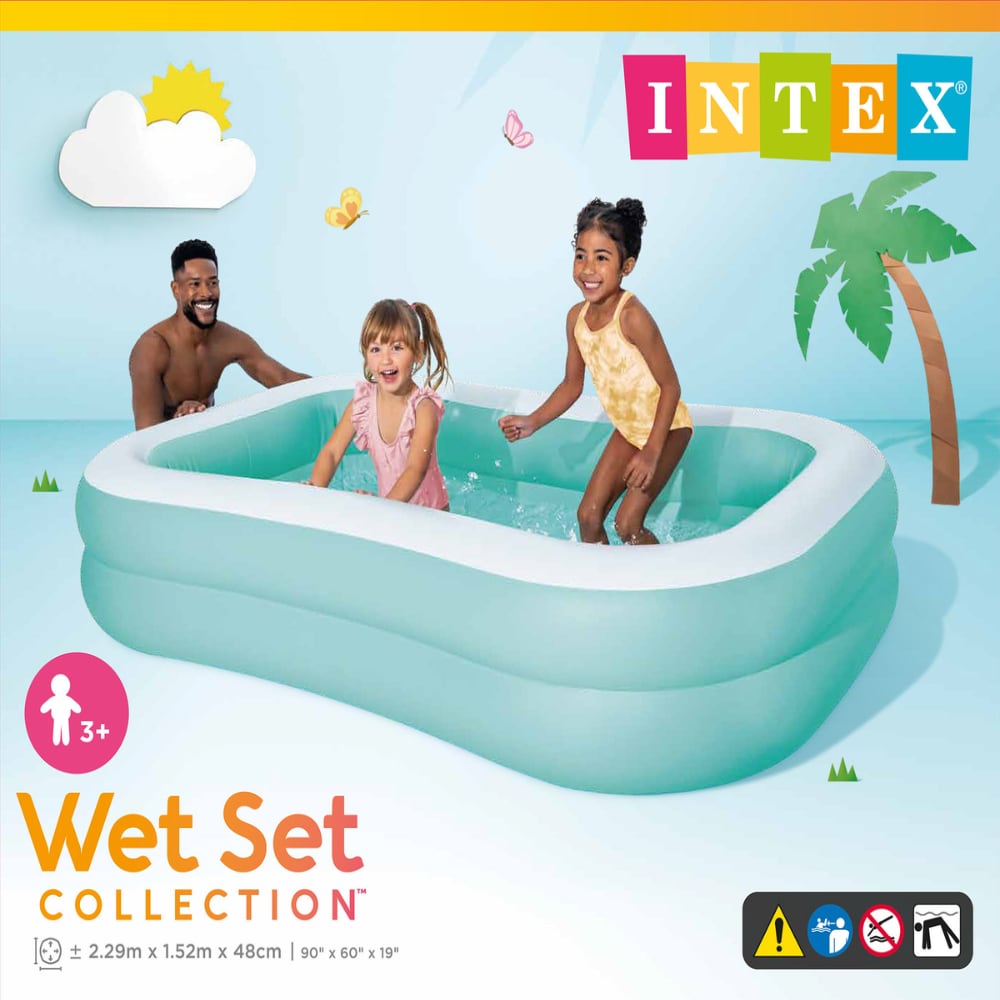 Piscina Inflable Rectangular Familiar INTEX Aqua Swim Center, 229 x 152 x 48 cm, 770L