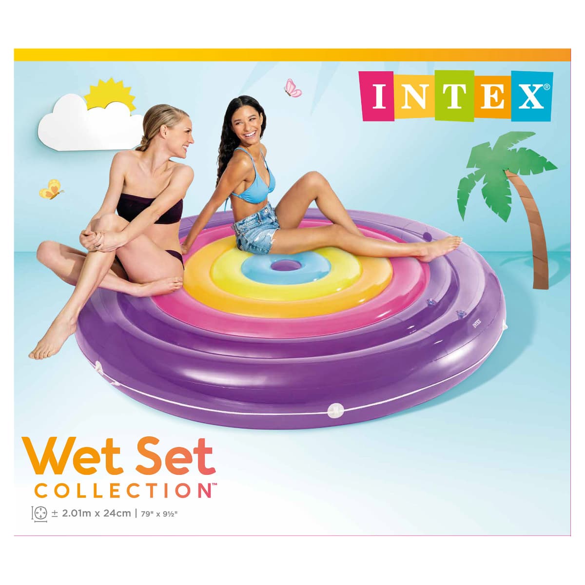 Flotador Inflable Isla Gigante INTEX Rainbow Fiesta 201x24 cm