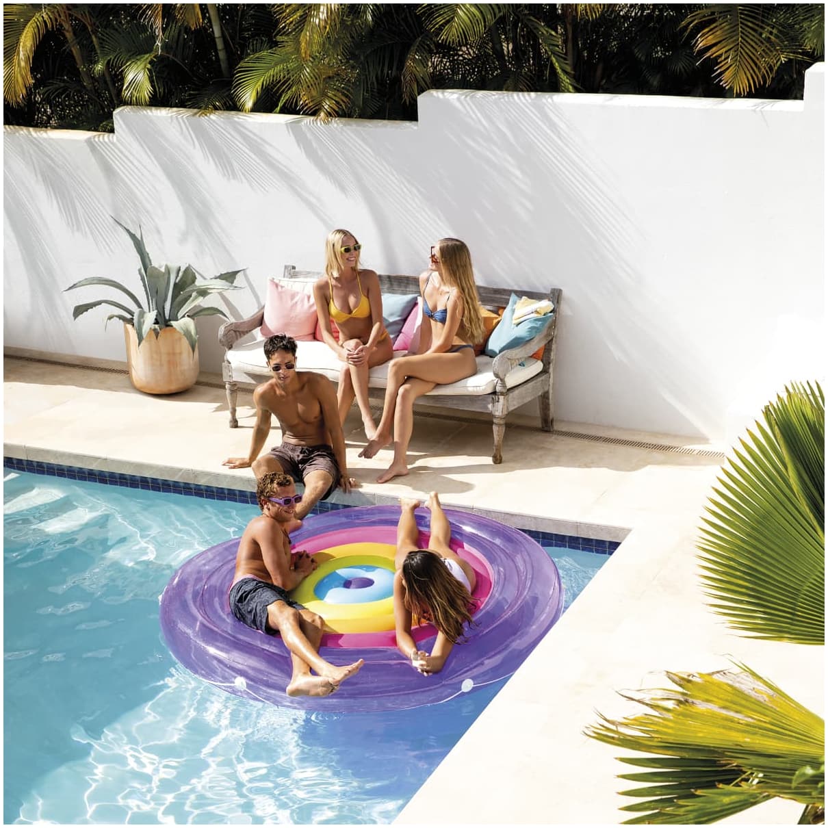 Flotador Inflable Isla Gigante INTEX Rainbow Fiesta 201x24 cm