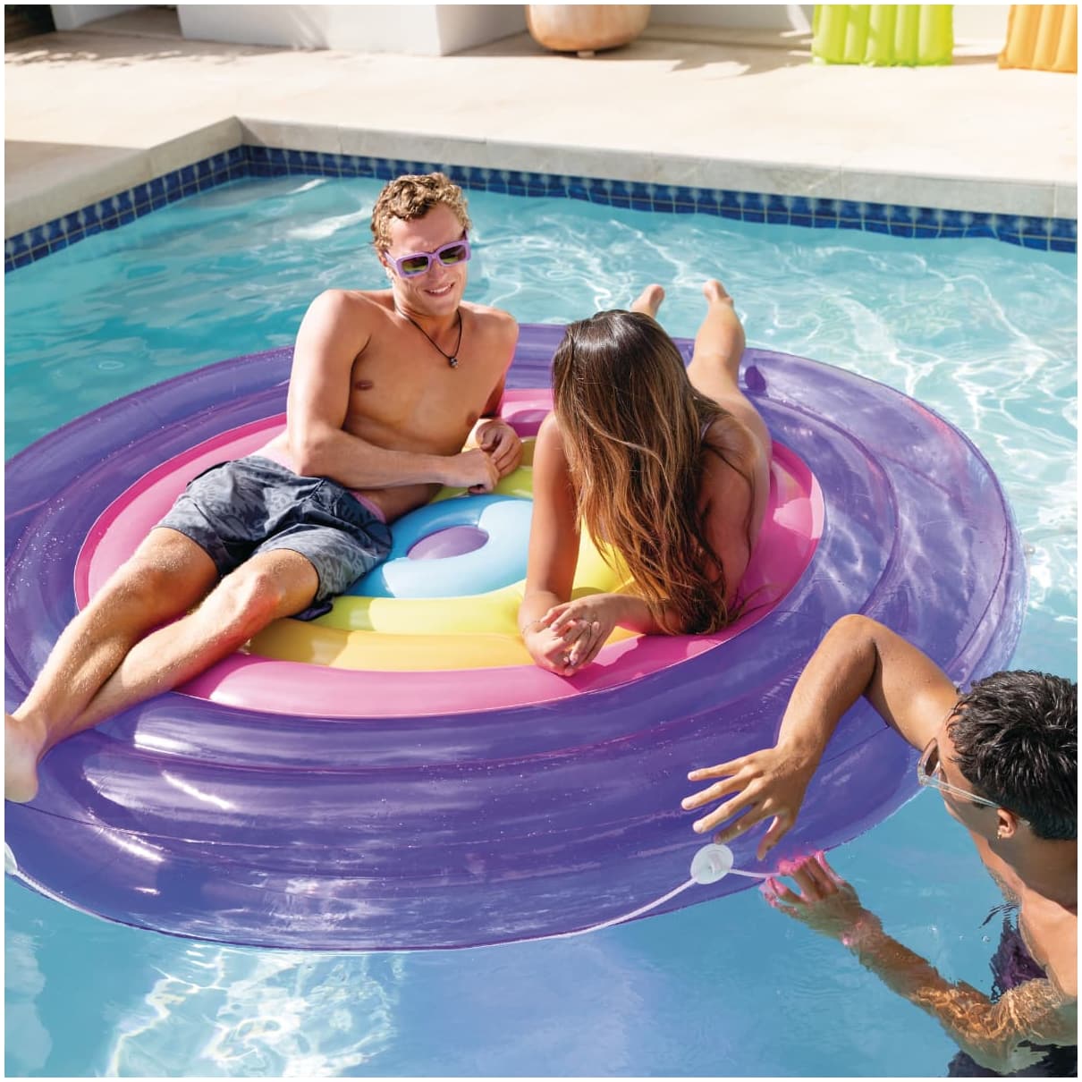 Flotador Inflable Isla Gigante INTEX Rainbow Fiesta 201x24 cm