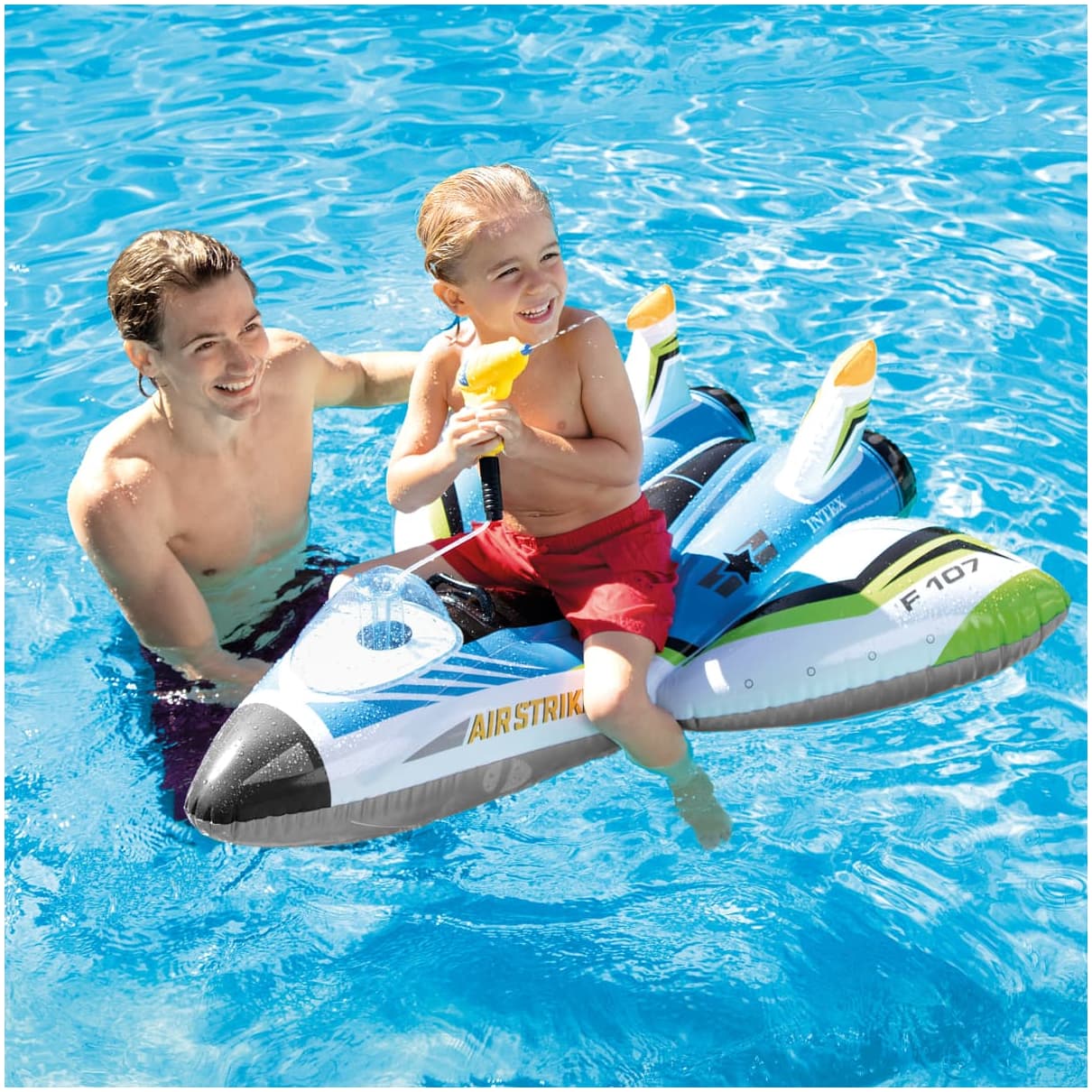 Flotador Inflable Avión con Pistola Lanza Agua INTEX 117x117 cm