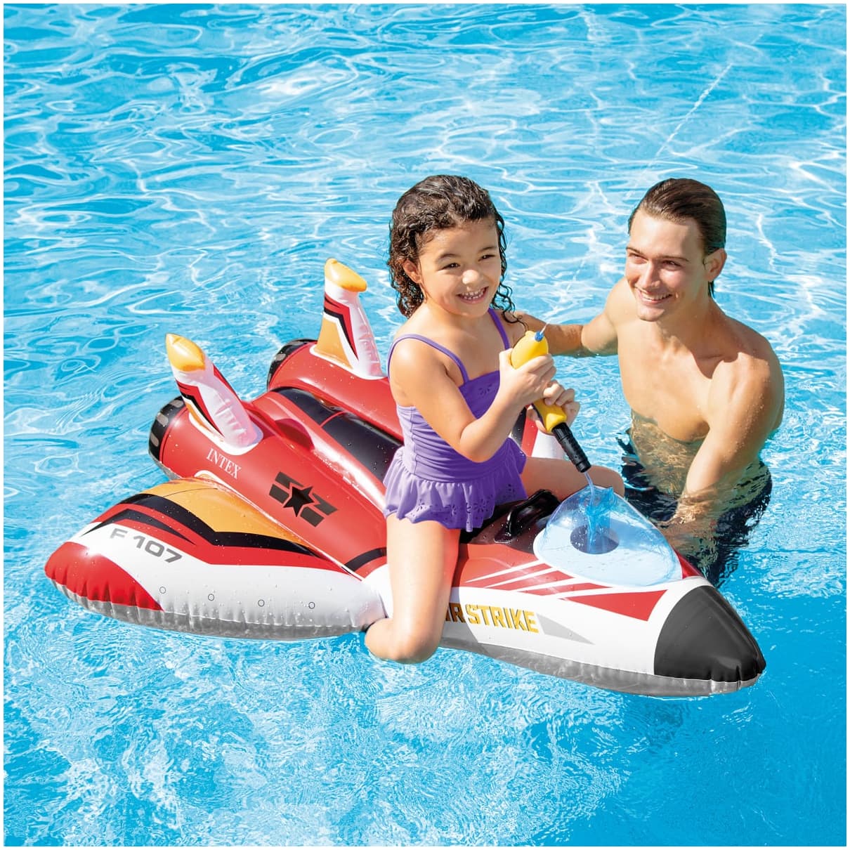 Flotador Inflable Avión con Pistola Lanza Agua INTEX 117x117 cm
