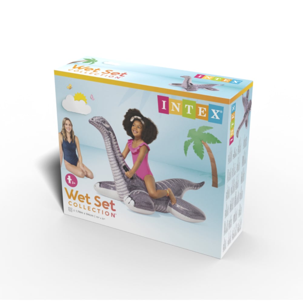 Flotador Inflable INTEX Brontosaurio Ride-On Realista con Asas, 178 x 94 cm