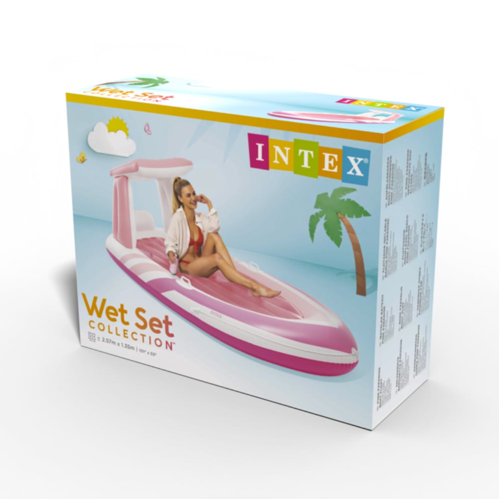 Colchoneta Inflable INTEX Pink Paradise con Techo y Porta Bebidas