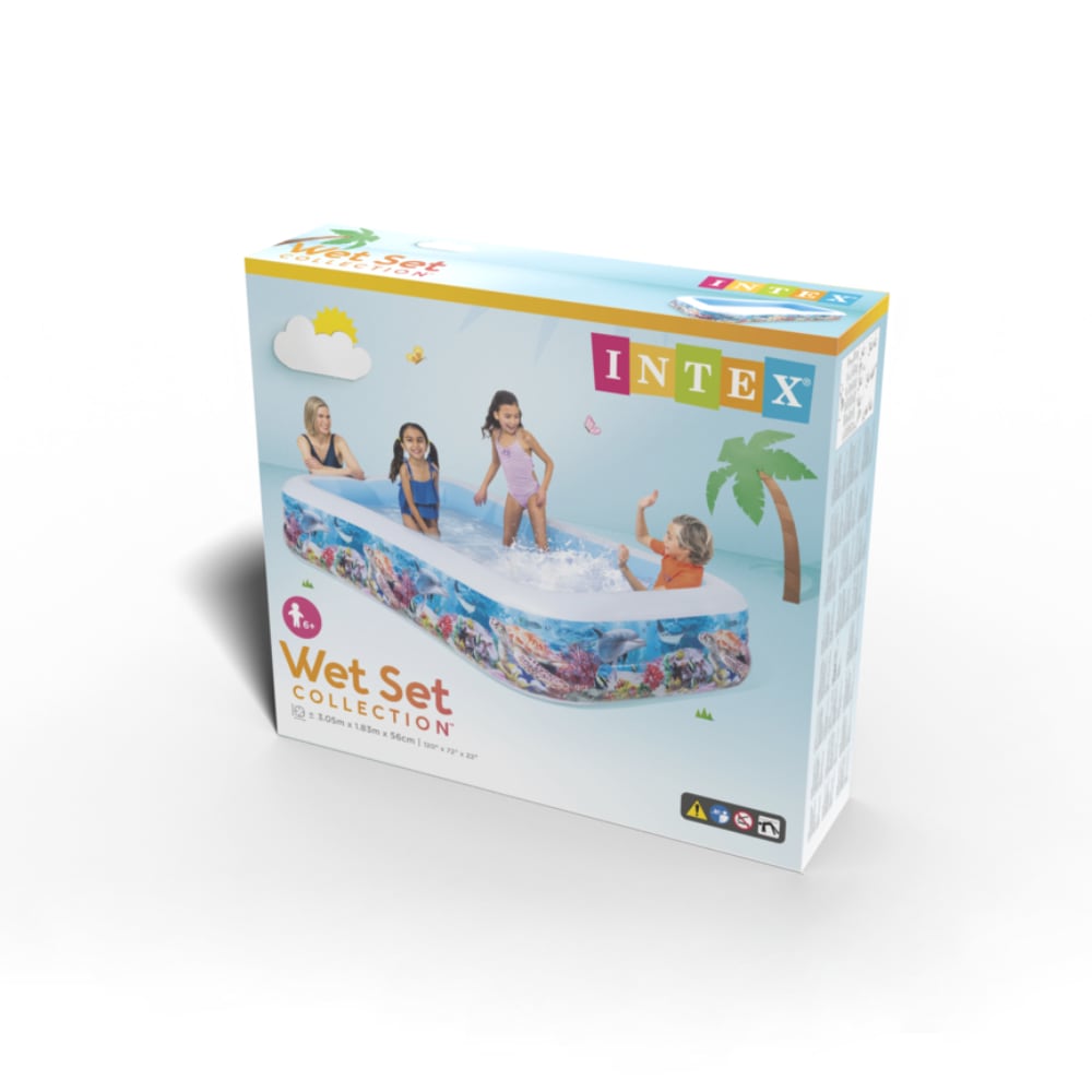 Piscina Inflable INTEX Infantil Tropical Rectangular 305 x 183 x 56 cm, 1.020L