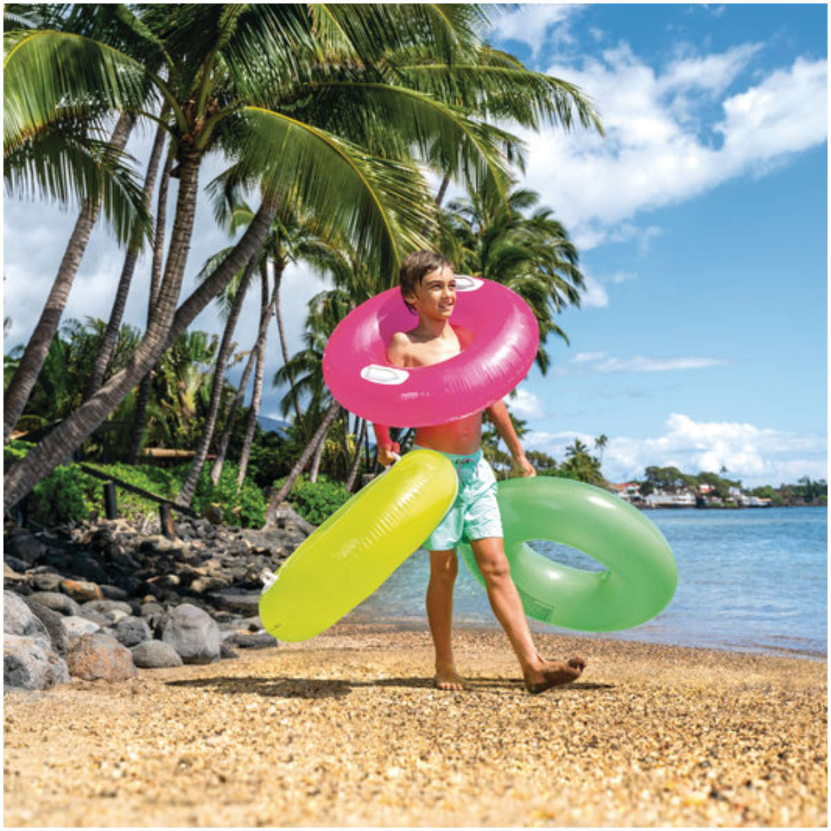 Flotador Inflable Anillo con Asas INTEX Colores Neón, 76cm