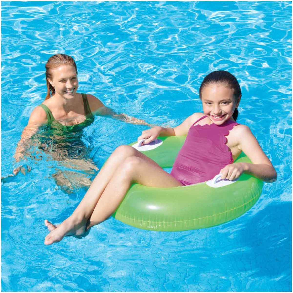 Flotador Inflable Anillo con Asas INTEX Colores Neón, 76cm