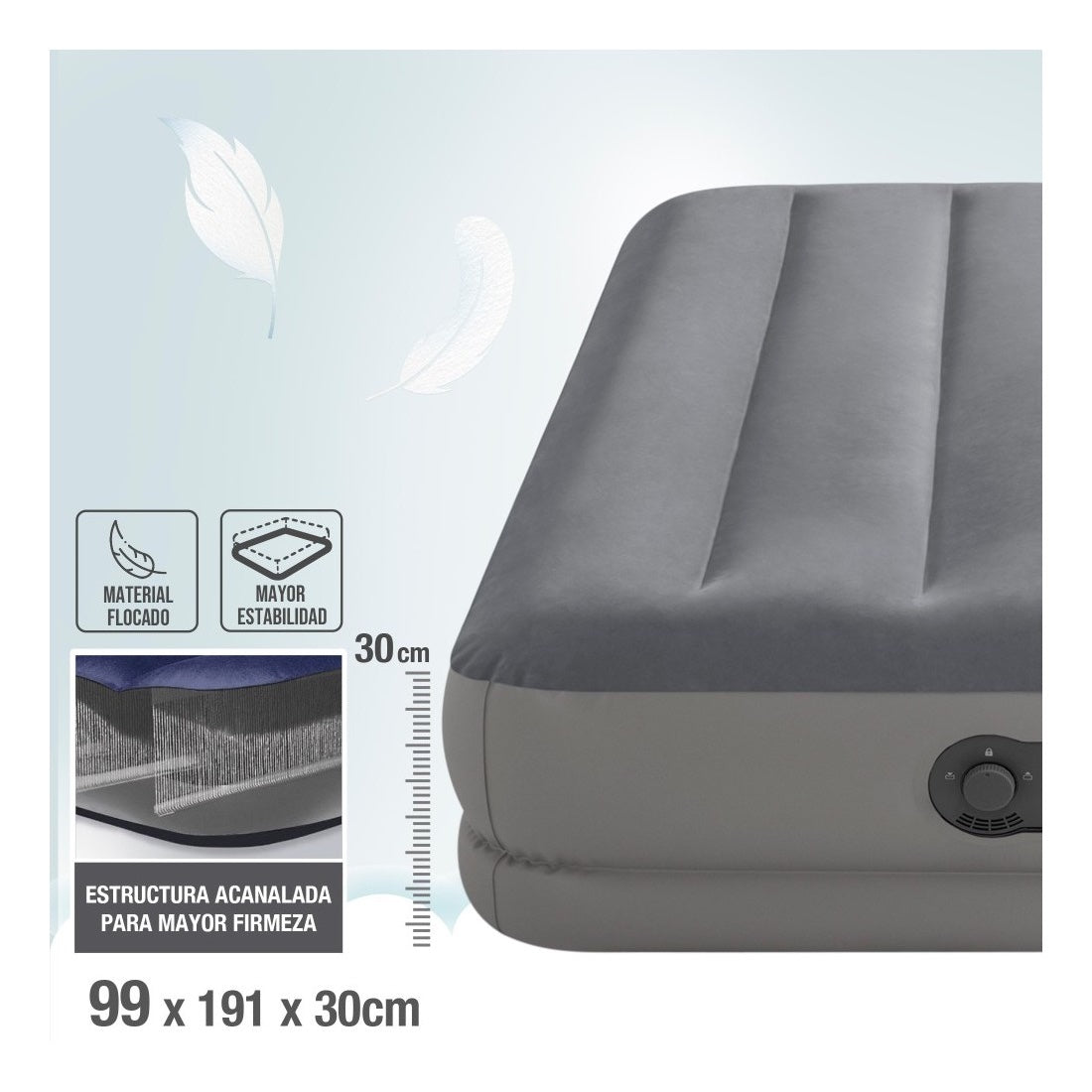 Colchón Inflable Eléctrico USB INTEX 1 Plaza Dura-Beam Standard Prestige