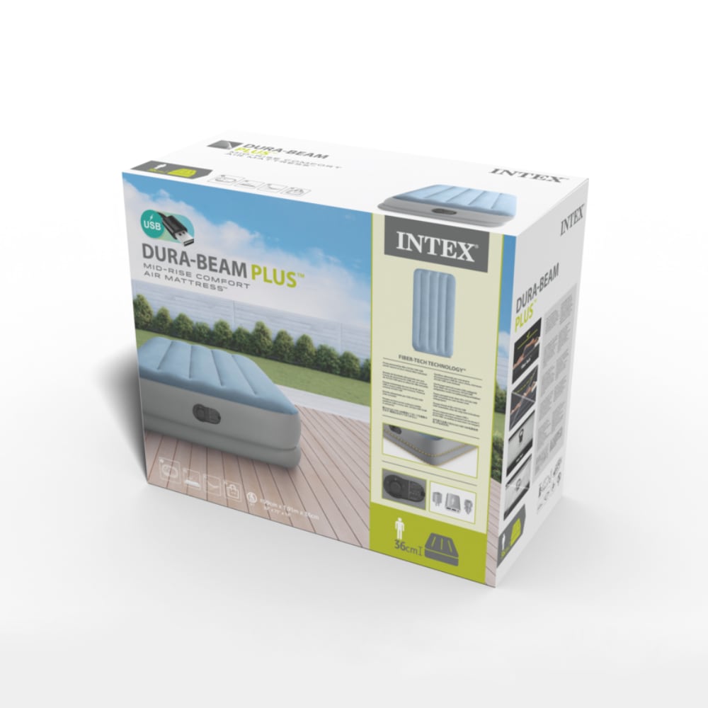 Colchón Inflable Eléctrico USB INTEX 2 Plazas Mid-Rise Comfort