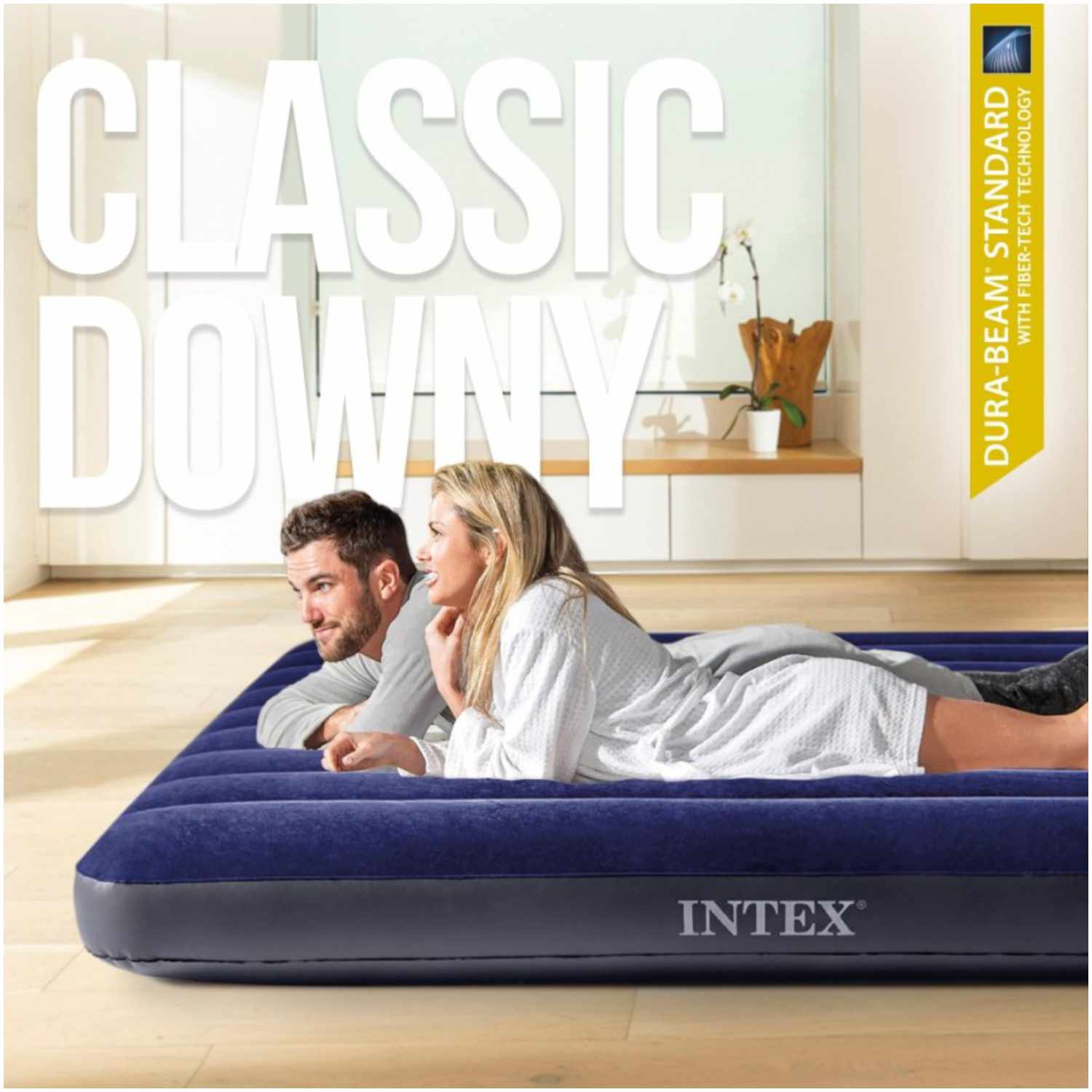 Colchón Inflable INTEX 2 Plazas Classic Downy 137x191x25 cm