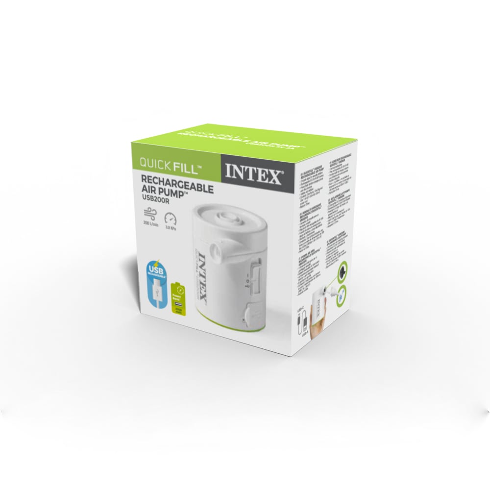 Inflador Eléctrico Recargable INTEX USB QuickFill 200R 200 Lts/Min
