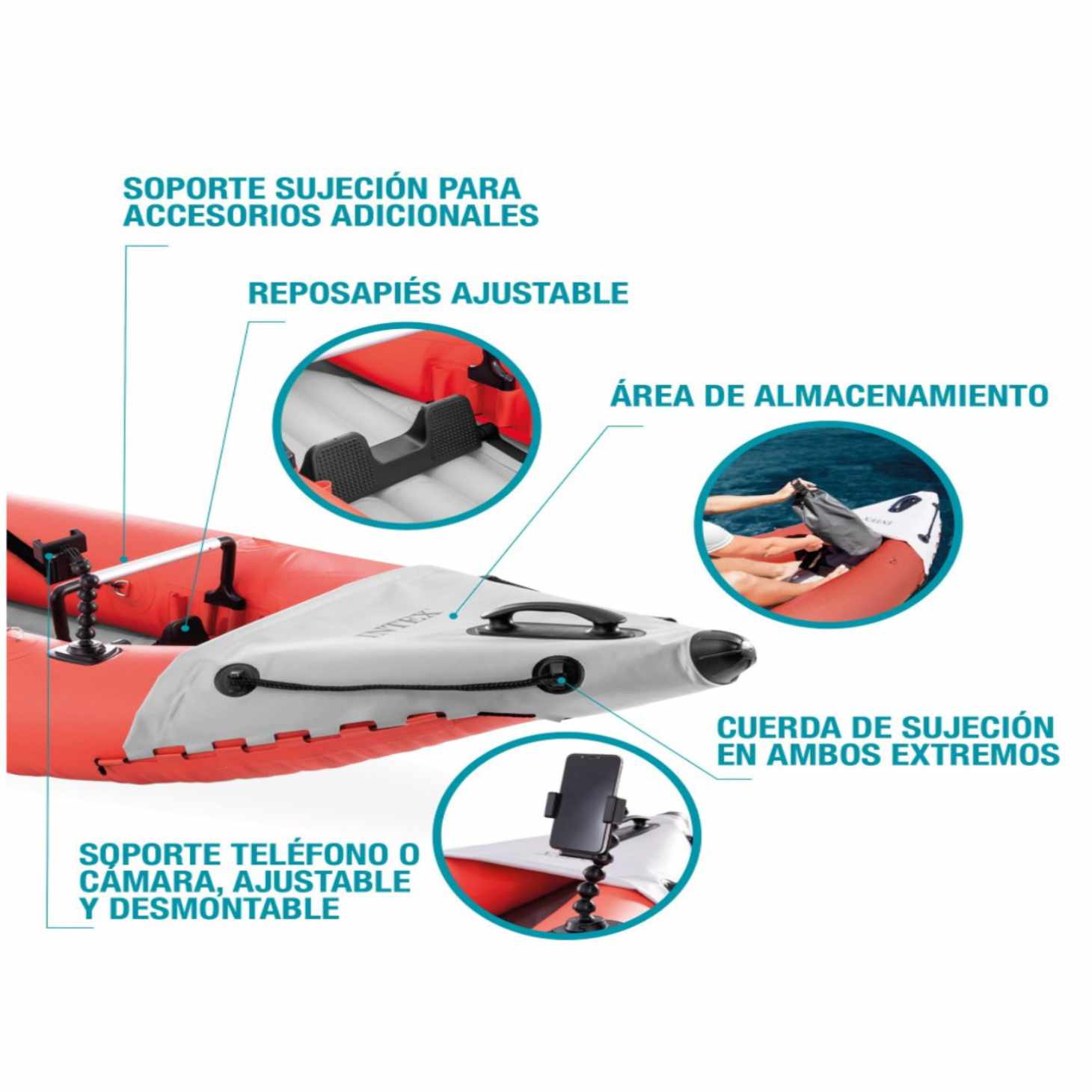 Kayak Inflable Individual INTEX Excursión Pro K2 para 2 Personas