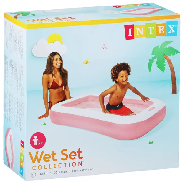 Piscina Inflable Rectangular INTEX, 166 x 100 x 25 cm, 90L Rosado