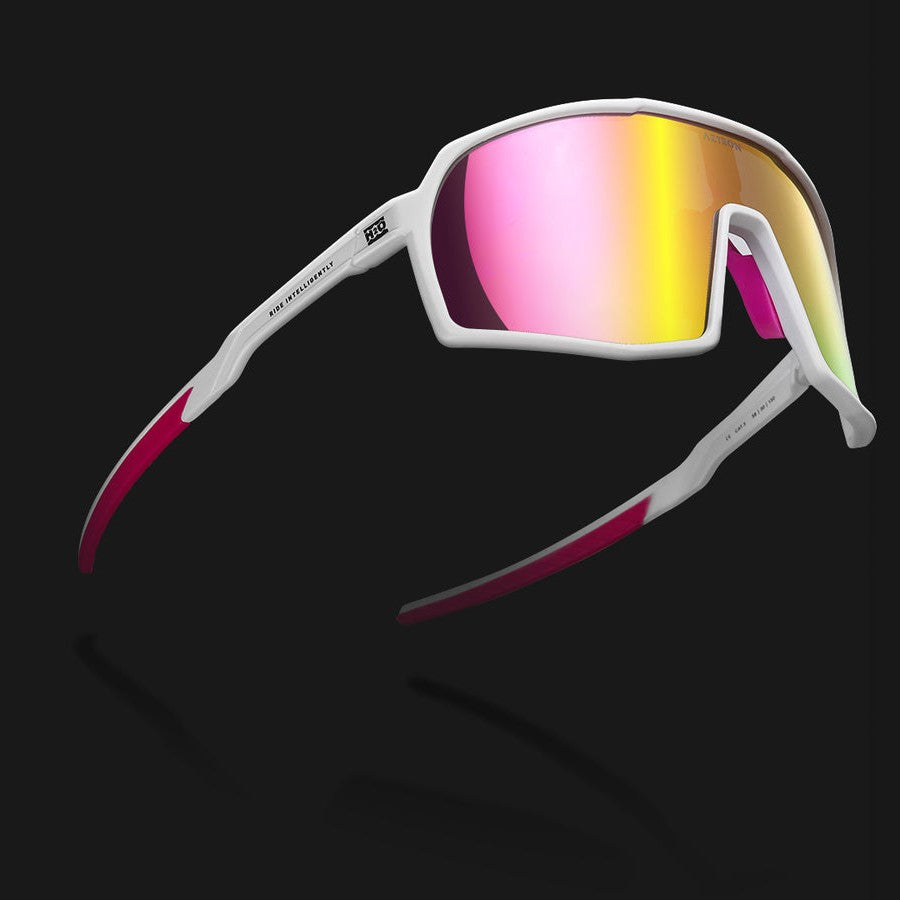 Lentes de sol polarizados Aztron Miami con marco blanco y lente rosado espejado