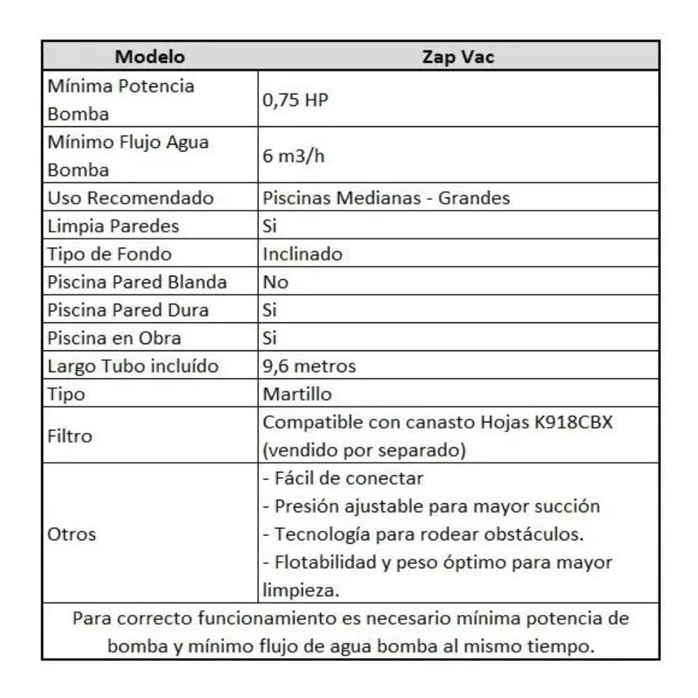 Aspiradora Limpiafondos Para Piscinas KOKIDO ZapVac