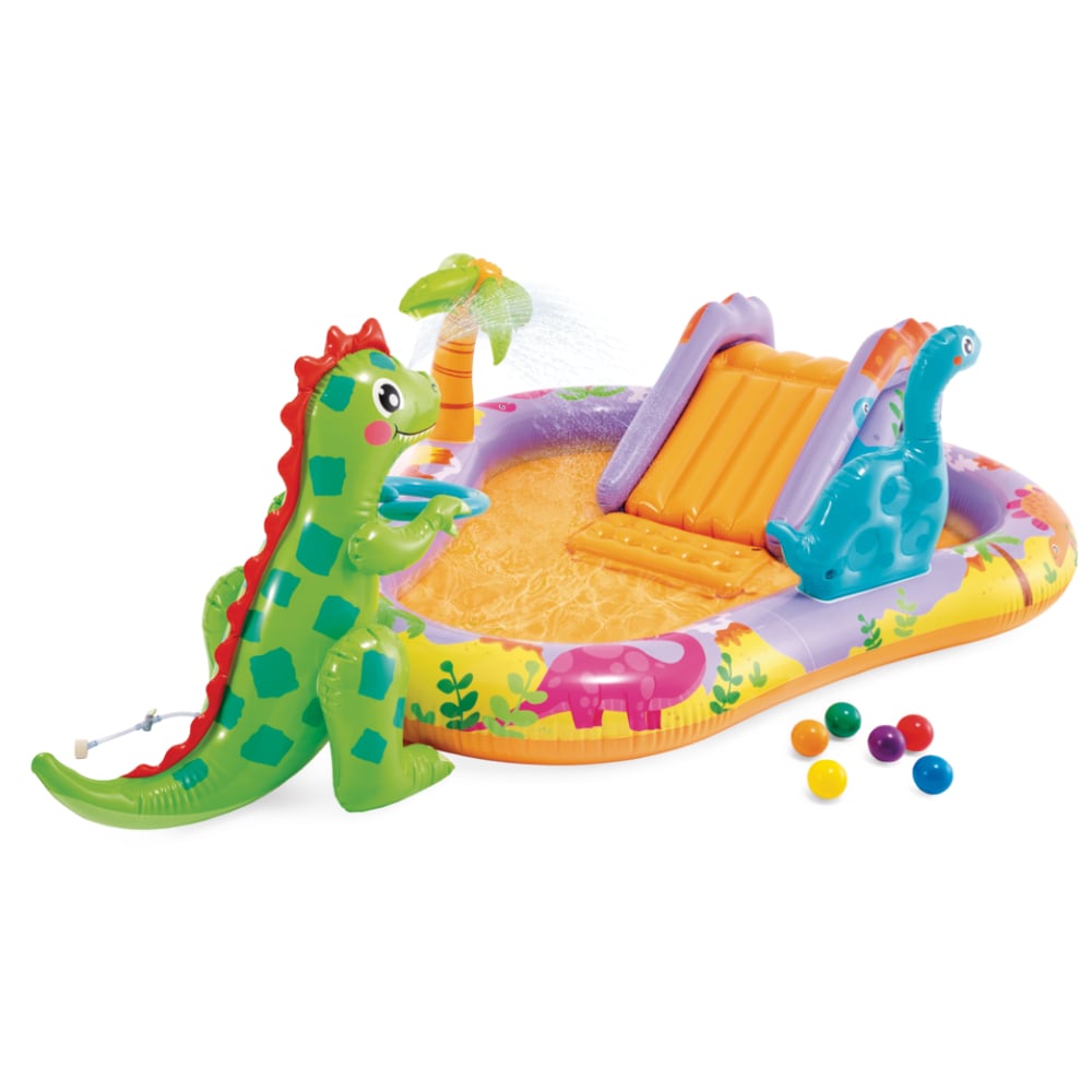 Piscina Centro de Juegos Acuático Inflable INTEX Dino Park con Tobogán