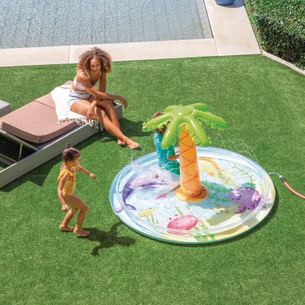 Piscina Infantil Inflable INTEX Spray Palmera con Rociador de Agua 173 X 104 cm, 166L
