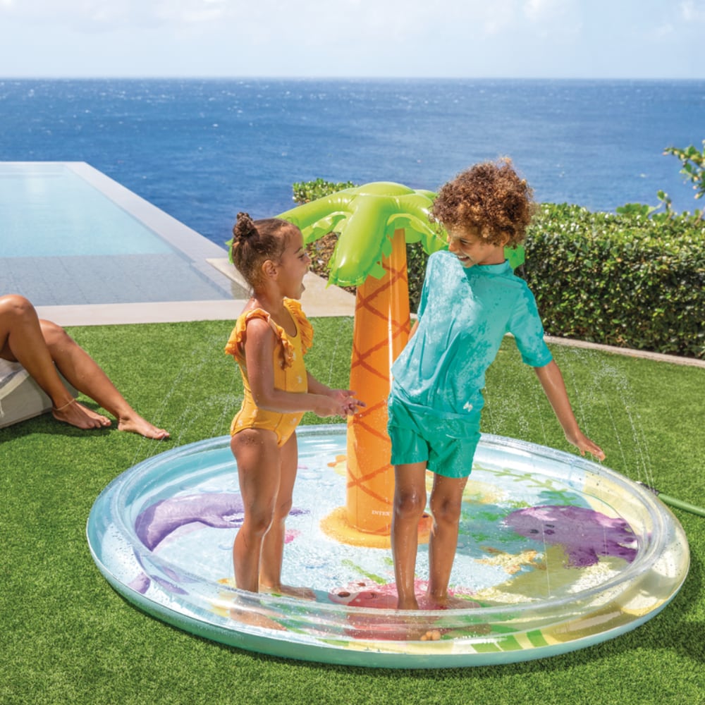 Piscina Infantil Inflable INTEX Spray Palmera con Rociador de Agua 173 X 104 cm, 166L