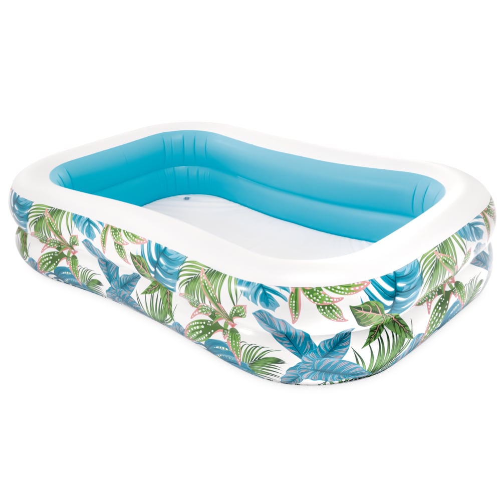 Piscina Inflable Tropical con Estampado de Hojas y Tapón de Desagüe 229 x152 cm, 600L