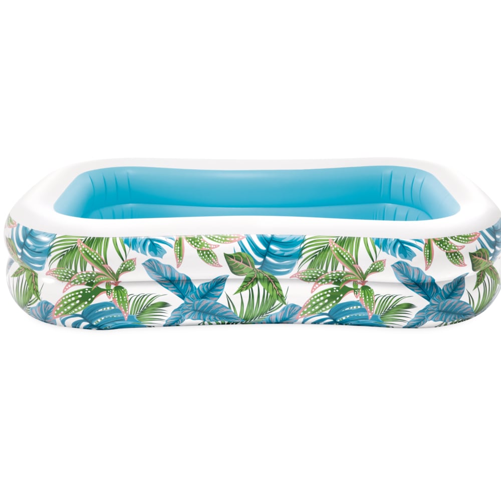 Piscina Inflable Tropical con Estampado de Hojas y Tapón de Desagüe 229 x152 cm, 600L
