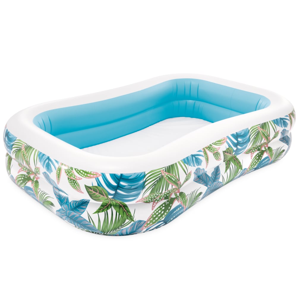 Piscina Inflable Tropical con Estampado de Hojas y Tapón de Desagüe 229 x152 cm, 600L