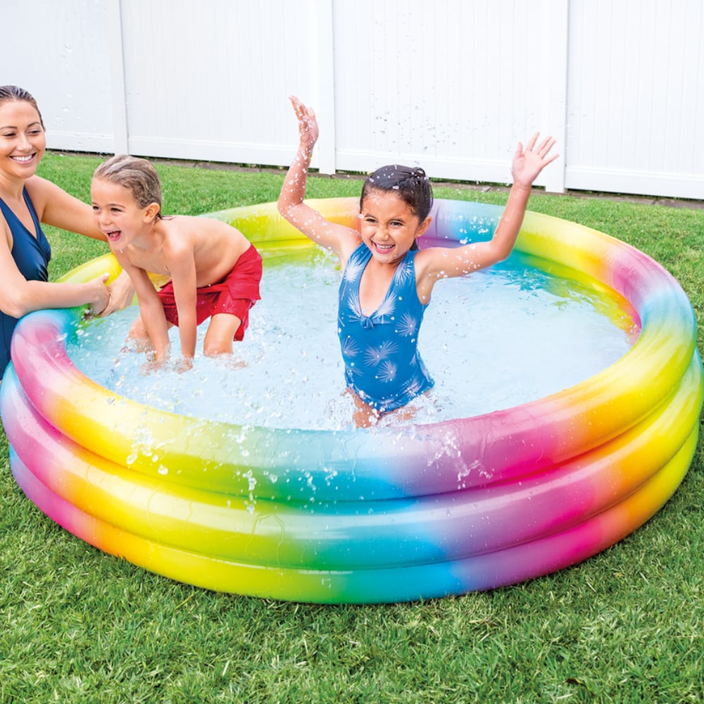 Piscina Infantil Inflable INTEX 3 Anillos Arcoíris 147 x 33 cm, 275L