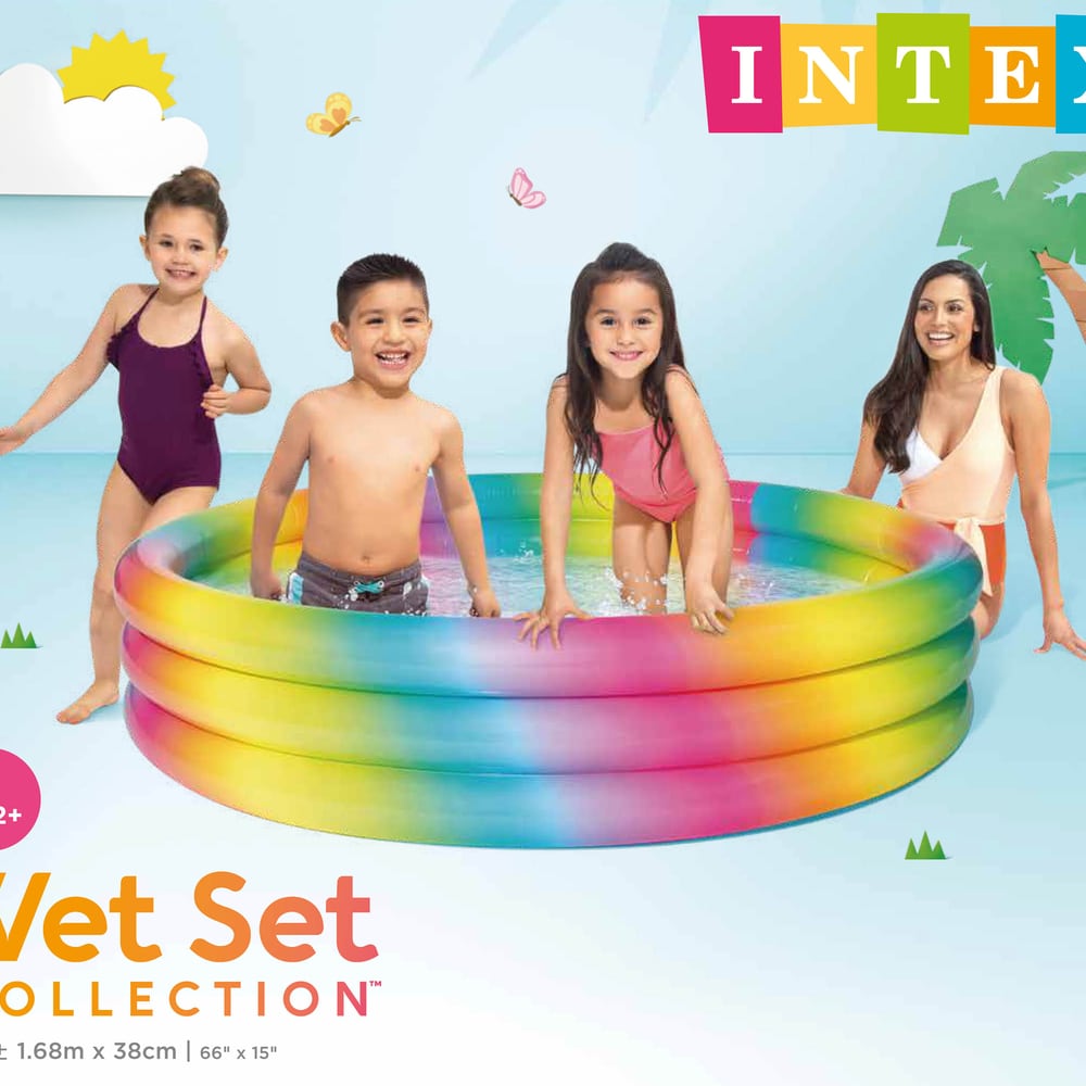 Piscina Inflables INTEX de 3 Aros con Puntos de Colores 168 × 38, 581 L