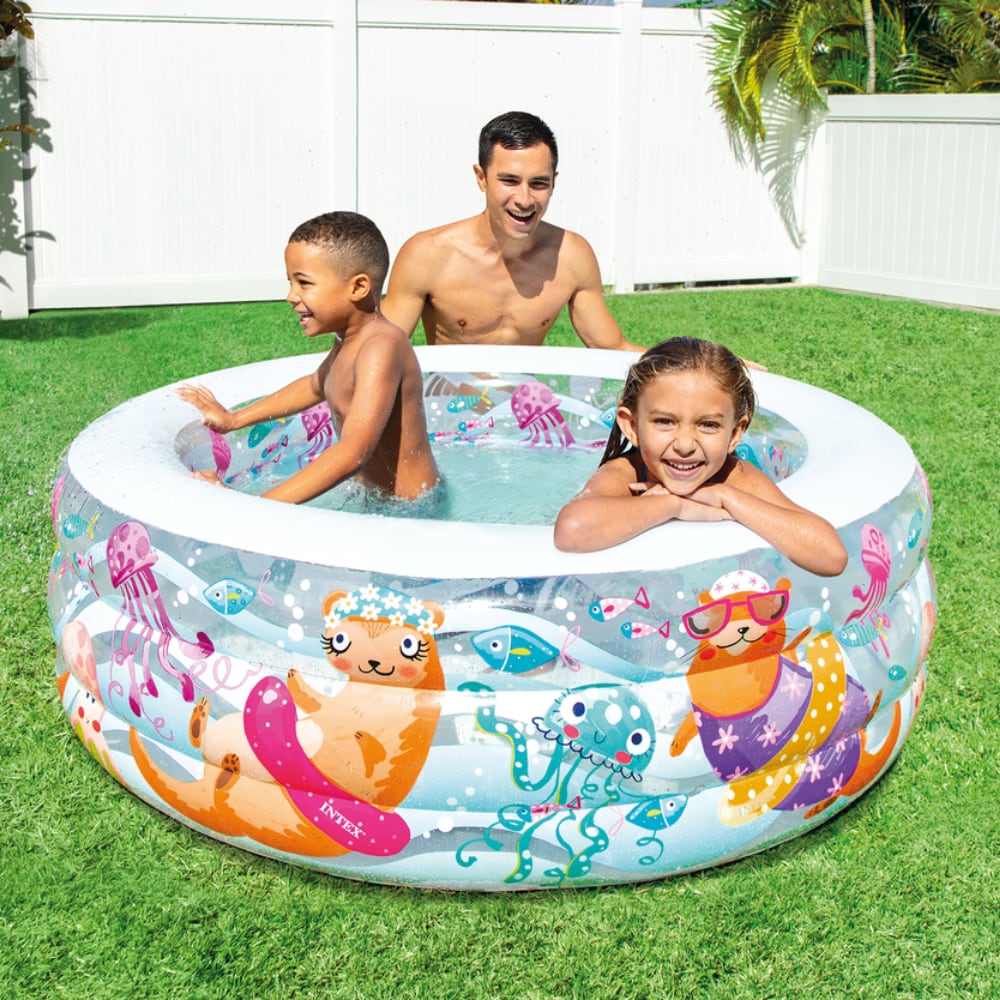 Piscina Inflable INTEX Fishy Fun con Piso Inflable 152 x 56 cm, 360L