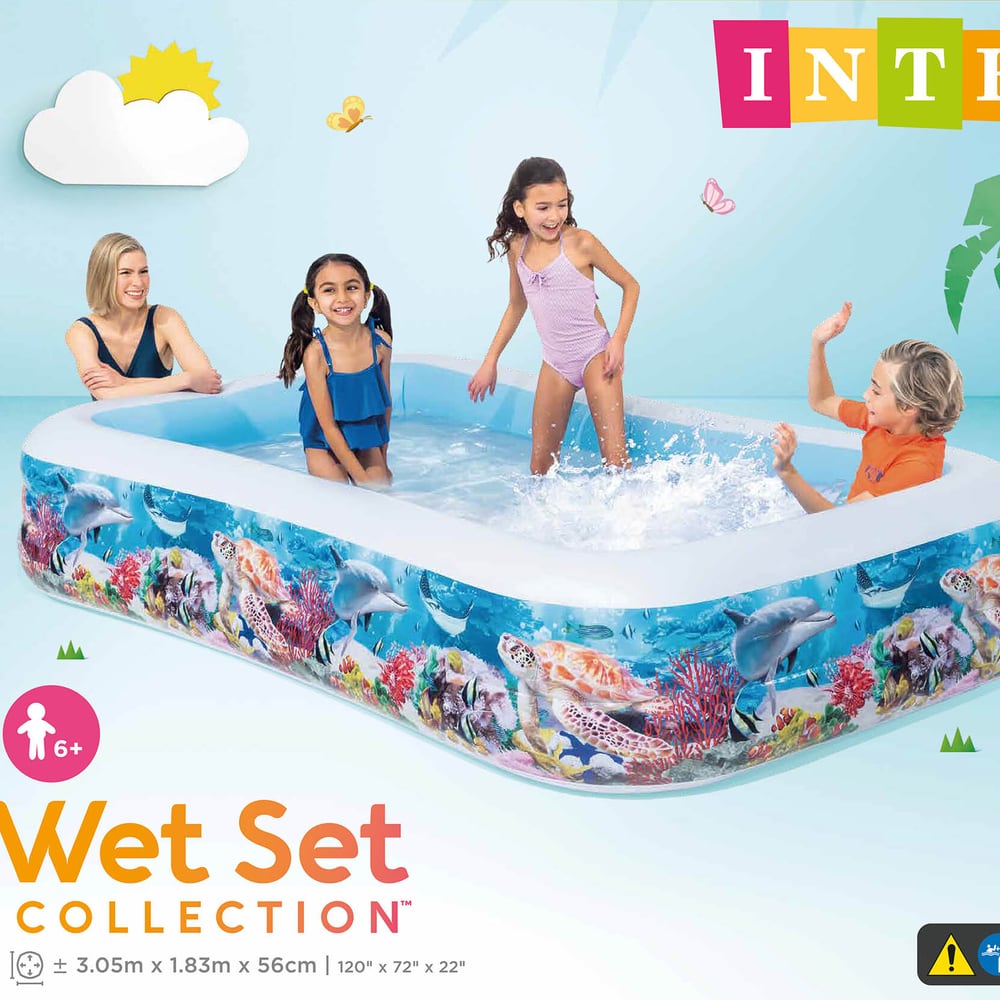 Piscina Inflable INTEX Infantil Tropical Rectangular 305 x 183 x 56 cm, 1.020L