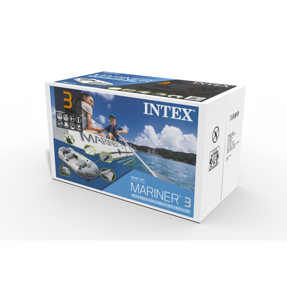 Bote Inflable INTEX Mariner para 3 Personas con Remos de Aluminio 137cm, 297x127x46cm