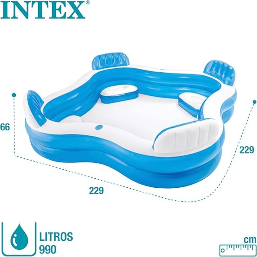 Piscina Familiar INTEX Swim Cente con Asientos 229 x 229 x 66 cm, 990 L