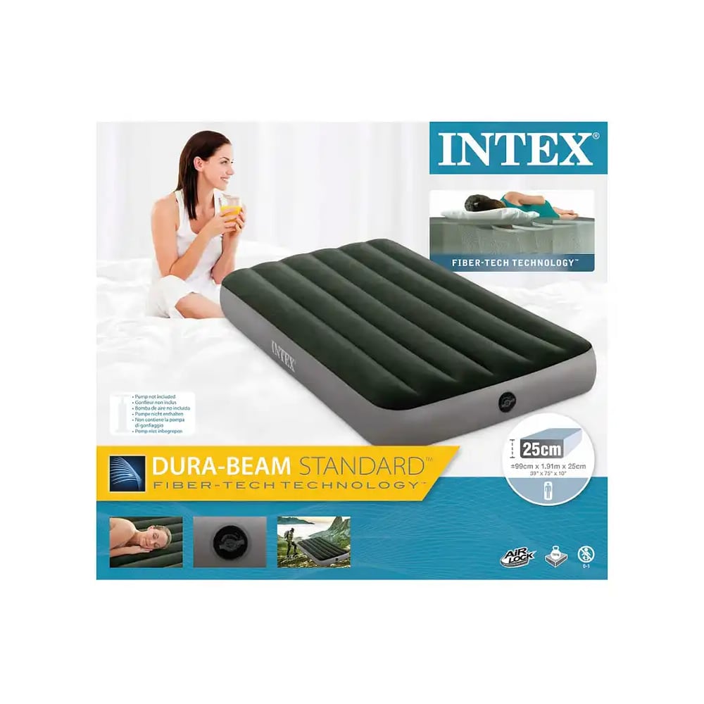 Colchón Inflable INTEX 1,5 Plazas Dura-Beam Prestige Downy 99x191x25cm.