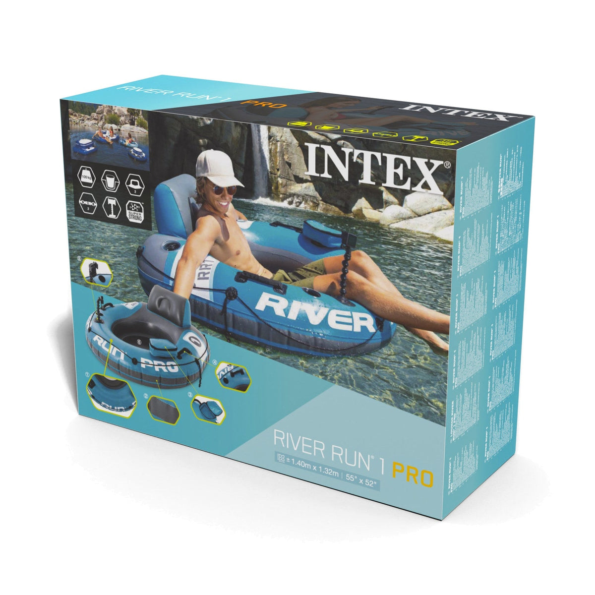 Sillón Flotante INTEX River Run 1 Pro con Soporte para Celular 140 x 132 cm - caja 8