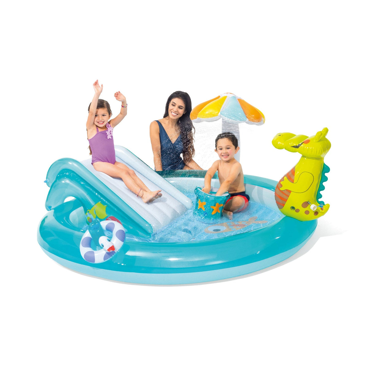 Centro de Juegos Inflable INTEX Gator con Tobogán y Pulverizador 201 x 170 x 84 cm - vista 2