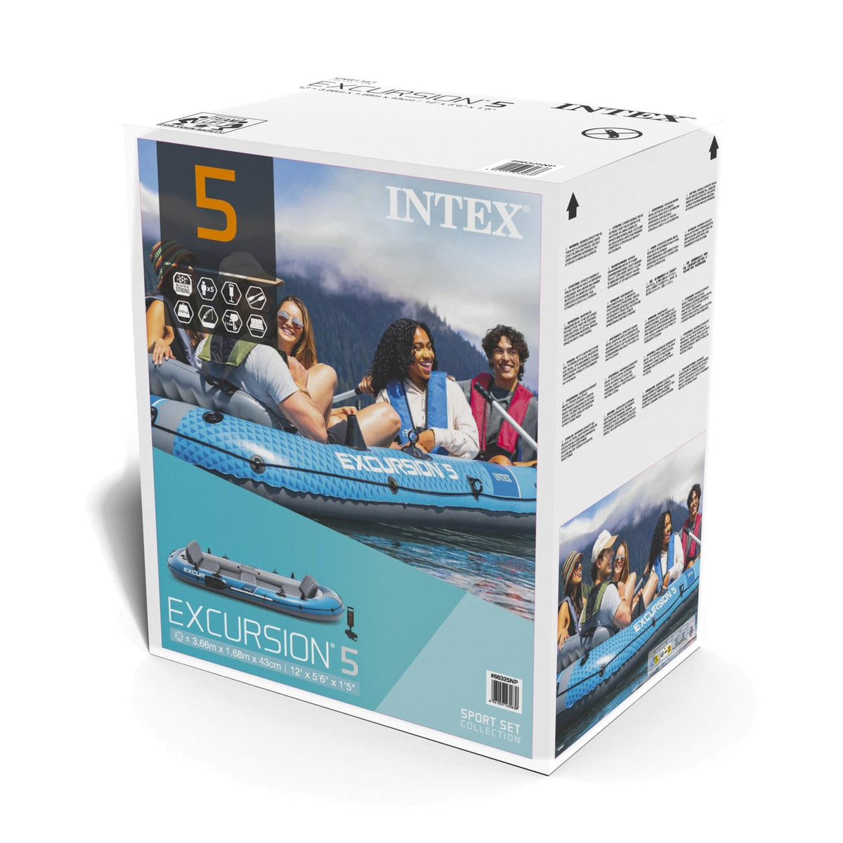 Bote Inflable INTEX Excursion 5 con Remos y Bomba 366 x 168 x 43 cm - caja 8