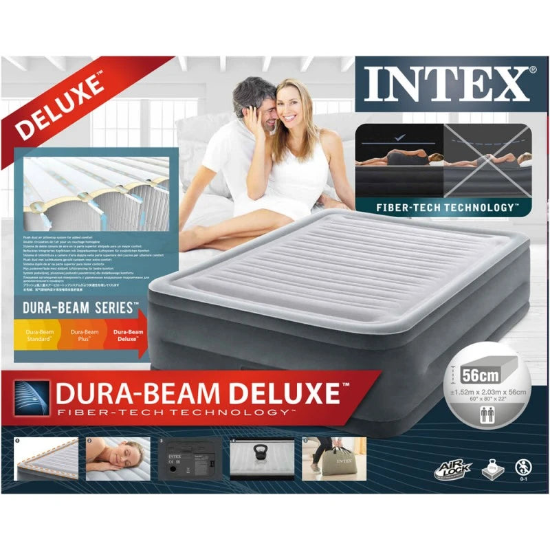 Colchón Inflable Queen INTEX 2 Plazas Dura-Beam Deluxe