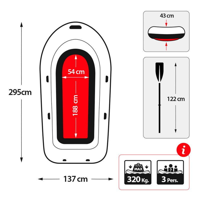 Bote Inflable INTEX Challenger 3, 2.95m x 1.37m x 43cm