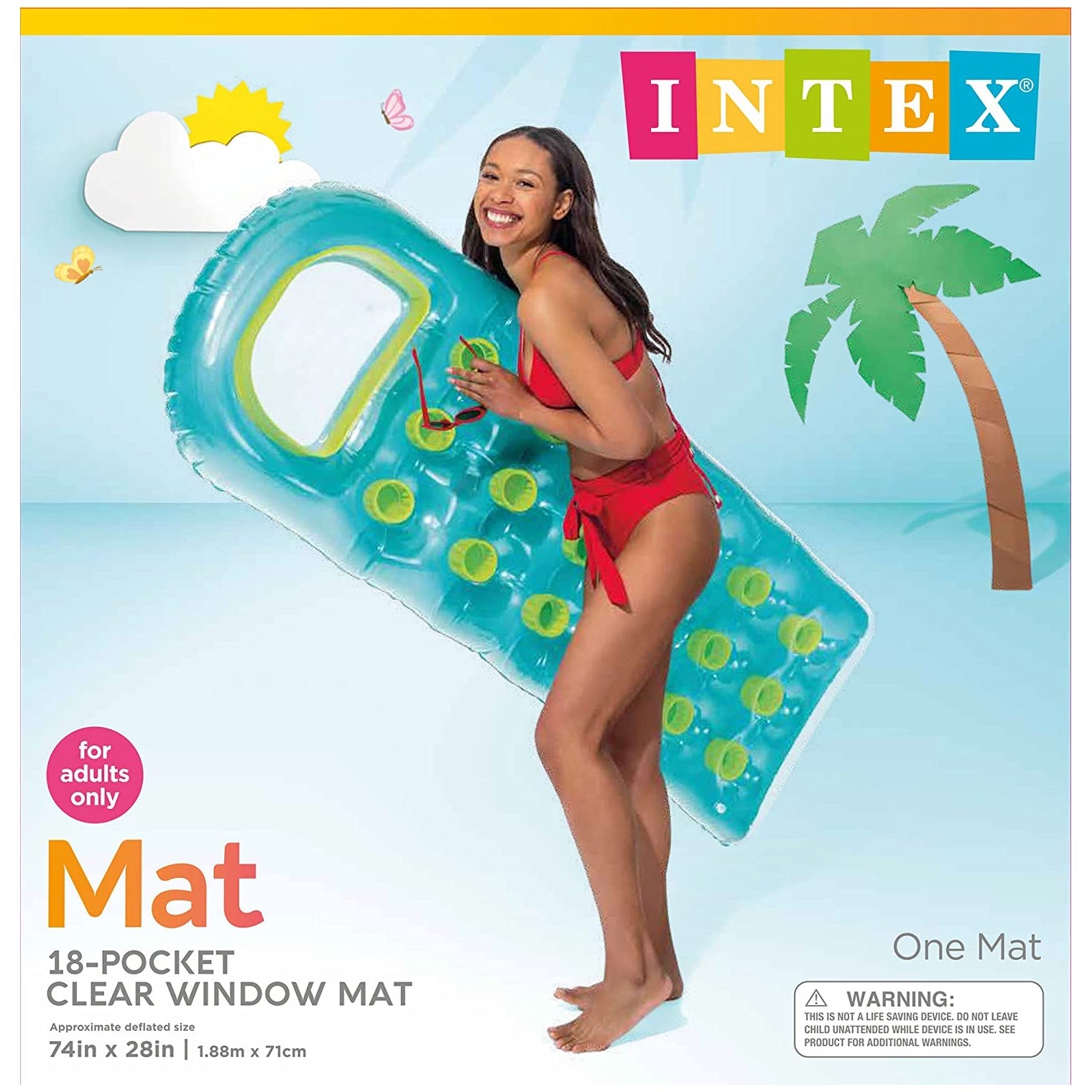 Flotador Colchoneta Inflable INTEX 18-Pocket Colores Surtidos