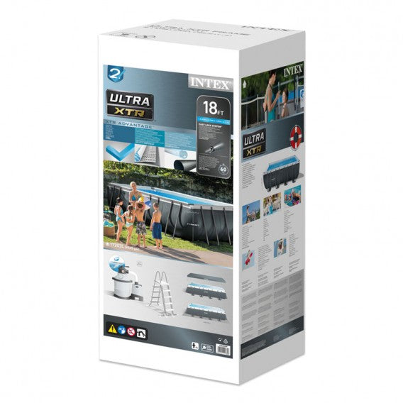 Piscina Estructural INTEX Ultra XTR Frame 5.49m x 2.74m x 1.32m, 17.203L, con Bomba de Arena, Escalera, Cobertor y Tapiz